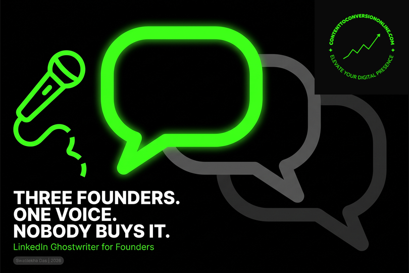 LinkedIn ghostwriter for founders: three founders sharing one interchangeable voice