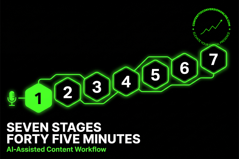 Seven stage AI content workflow for founders on 45 minutes a week