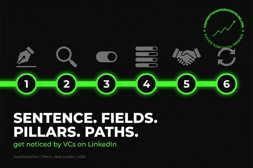 Six step system to get noticed by VCs on LinkedIn, from one sentence to warm paths
